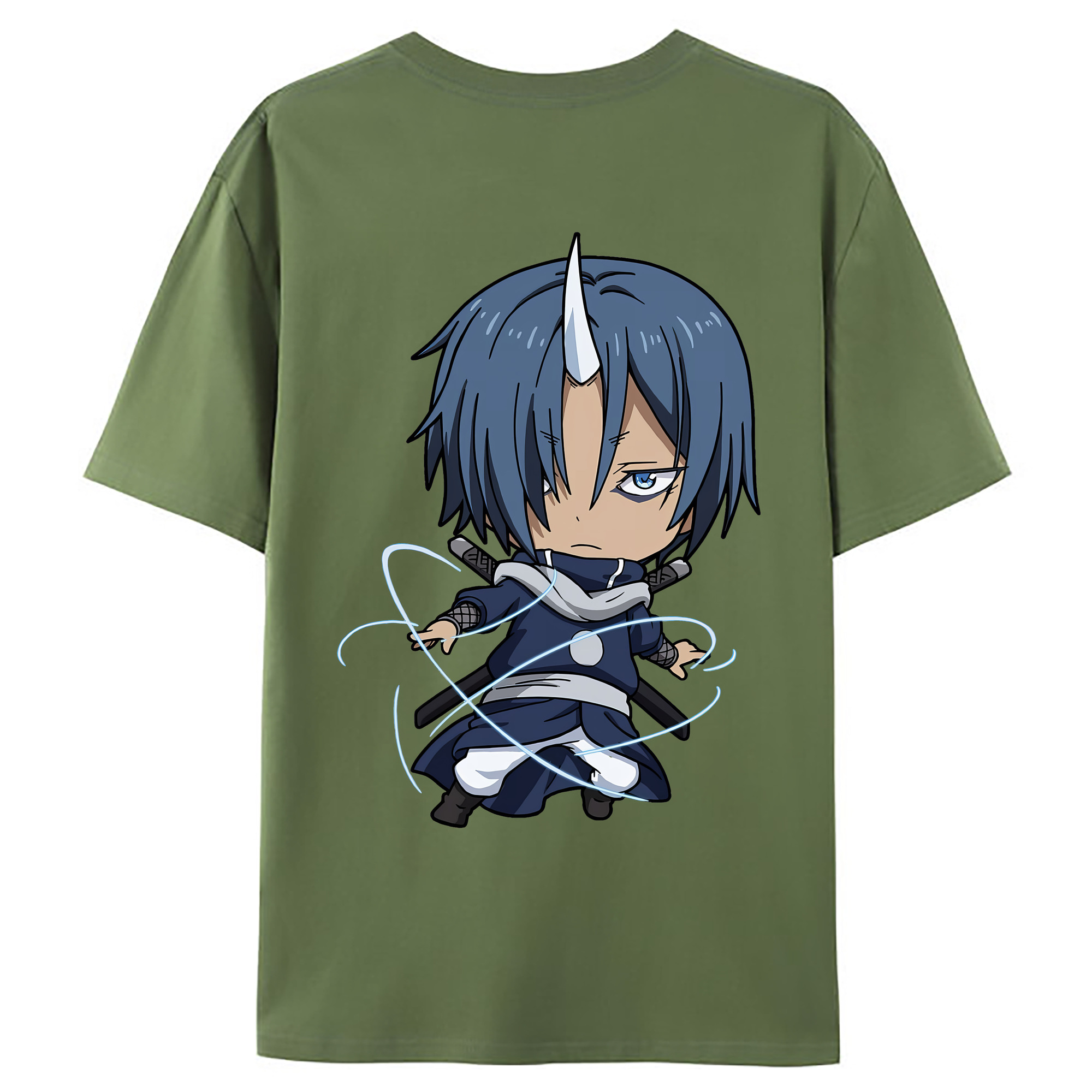 （画像用） 転スラ Regarding Reincarnated to Slime 綿100％ メンズ半袖Tシャツ（バックプリント） 通気性
